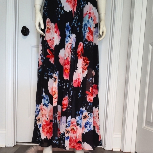 Nightway Floral Maxi Dress - Black and Pink - Picture 4 of 15